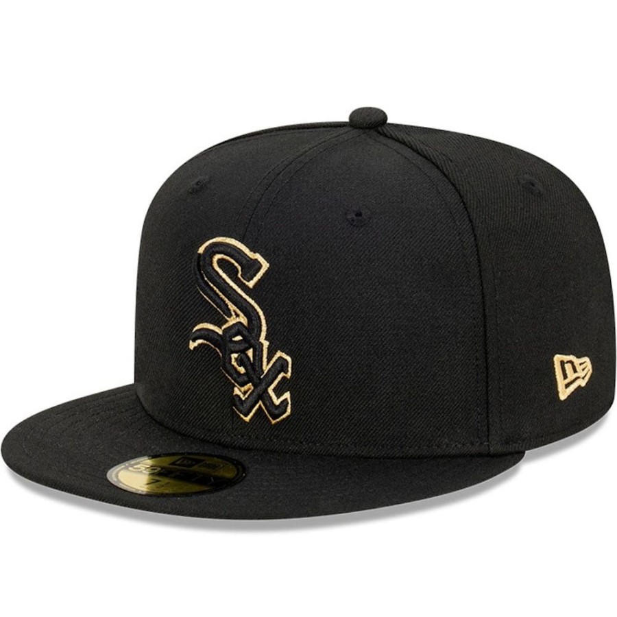 Men New Era Fitted | New Era 59Fifty Metallic Accent Fitted Cap Chicago White Sox - Black / Metallic Gold