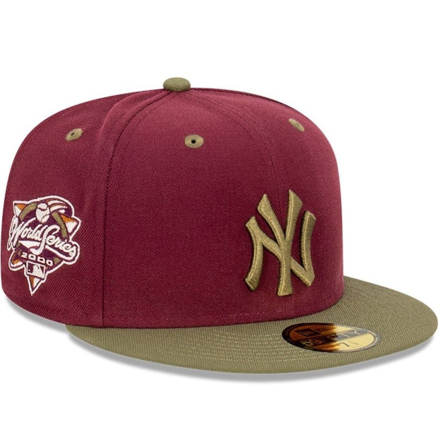 Men New Era Fitted | New Era 59Fifty World Series Fitted Cap New York Yankees - Burgundy / New Olive