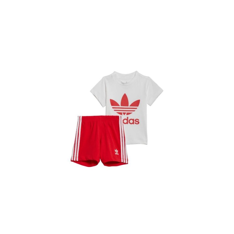 Kids Adidas Kids | Adidas Infants Short Tee Set - White / Vivid Red