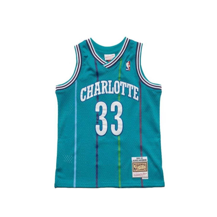 Men Mitchell u0026 Ness Nba Clothing | Mitchell & Ness Youth Swingman Jersey Charlotte Hornets Alonzo Mourning Road 92/93 - Teal