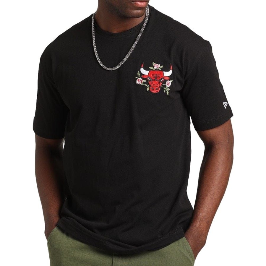 Men New Era Nba Clothing | New Era Oversized Rose Tee Chicago Bulls - Black