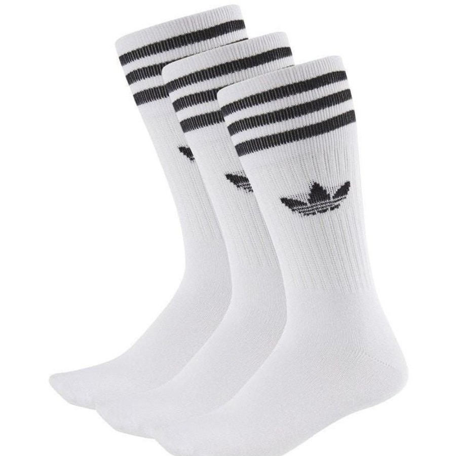 Men Adidas Socks | Adidas Solid Crew Sock 3 Pack - White