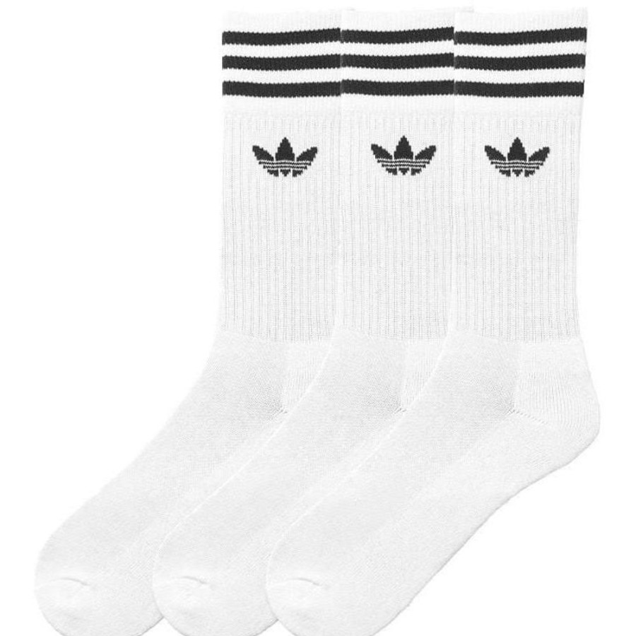 Men Adidas Socks | Adidas Solid Crew Sock 3 Pack - White