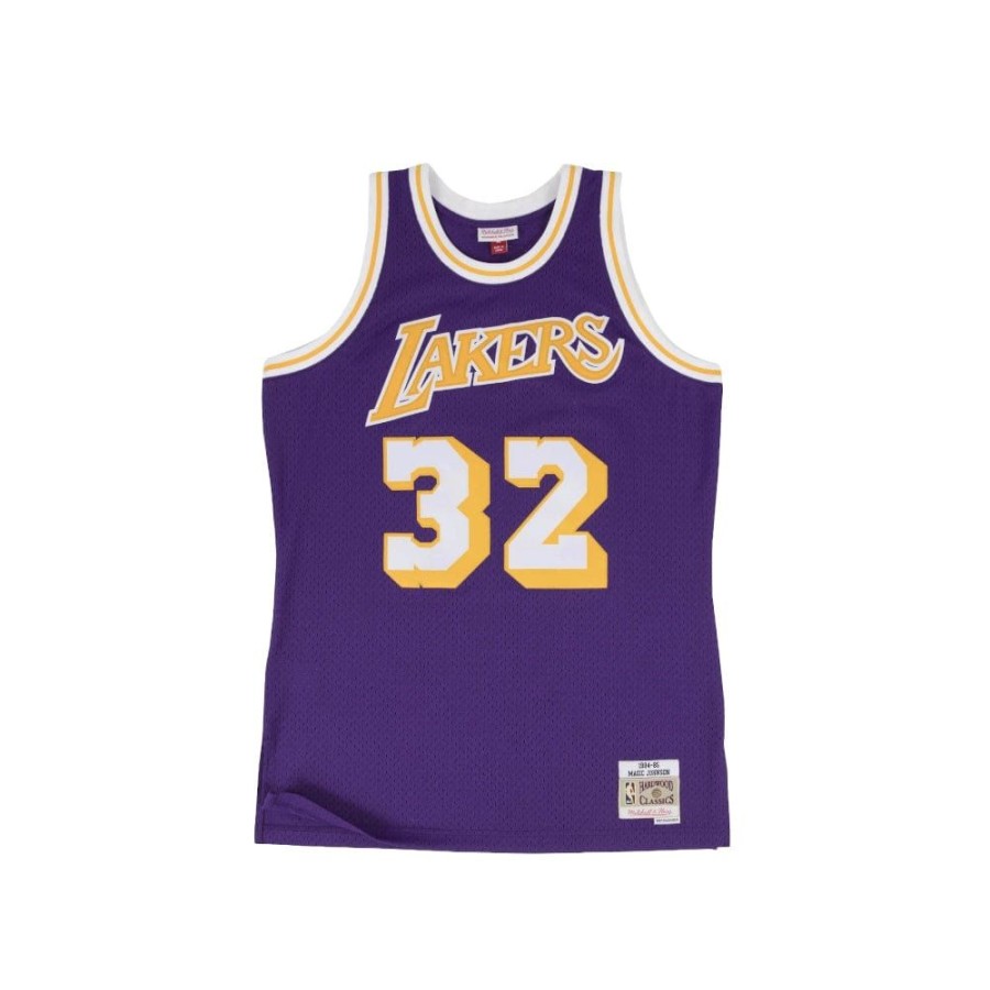 Kids Mitchell u0026 Ness Kids | Mitchell & Ness Youth Swingman Jersey Los Angeles Lakers Magic Johnson 84/85 Road - Purple