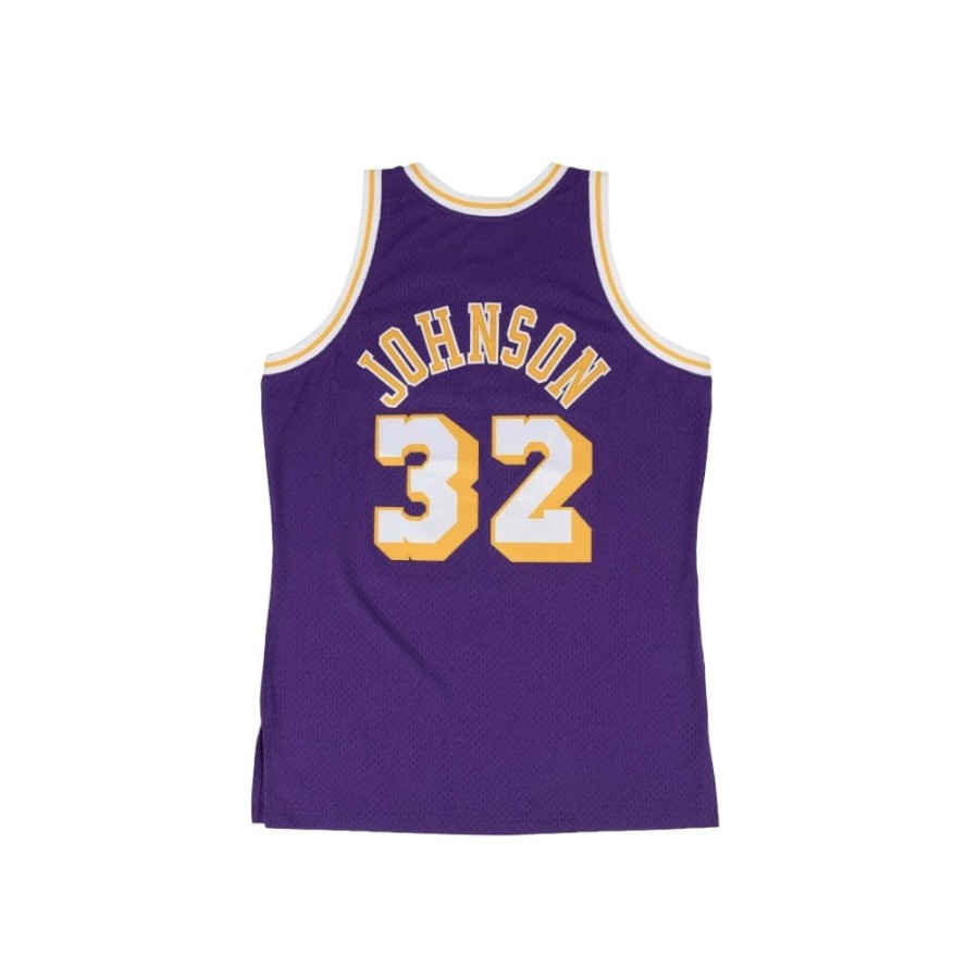 Kids Mitchell u0026 Ness Kids | Mitchell & Ness Youth Swingman Jersey Los Angeles Lakers Magic Johnson 84/85 Road - Purple