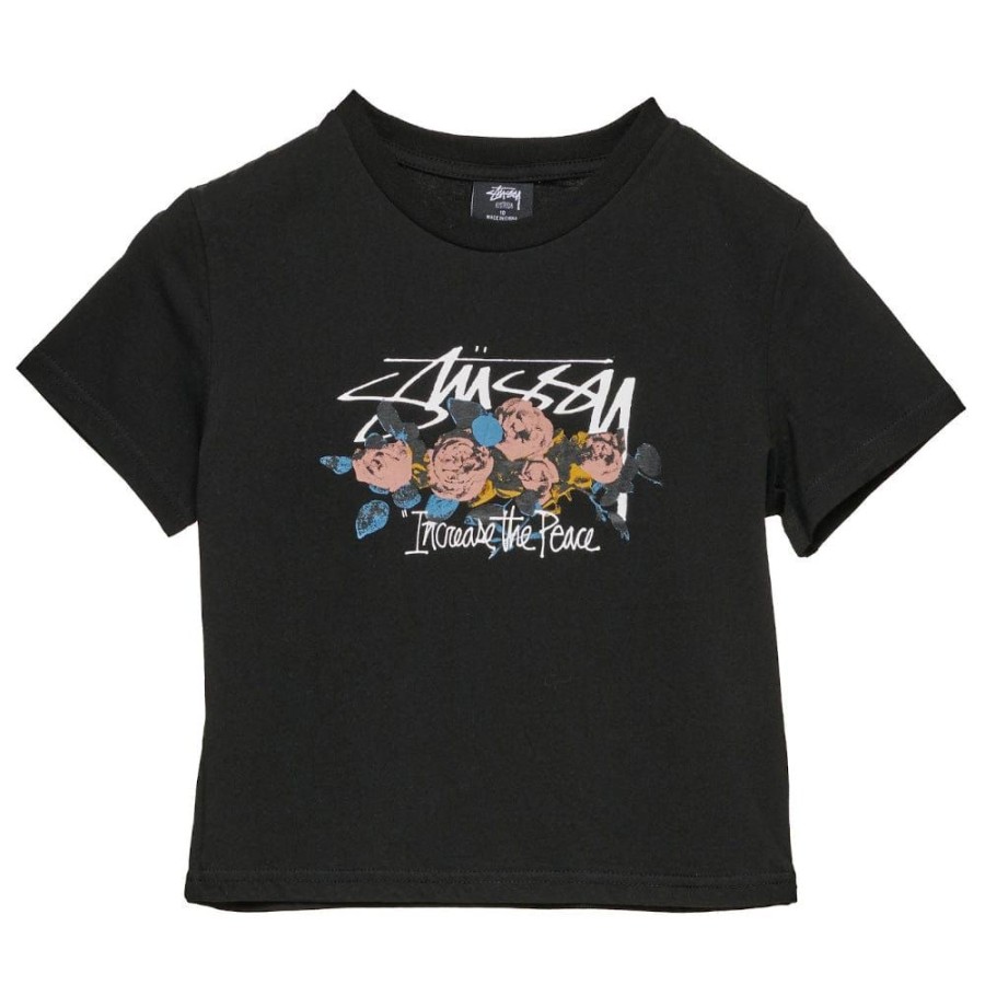 Women Stussy Tops | Stussy Womens Rose Slim Tee - Black