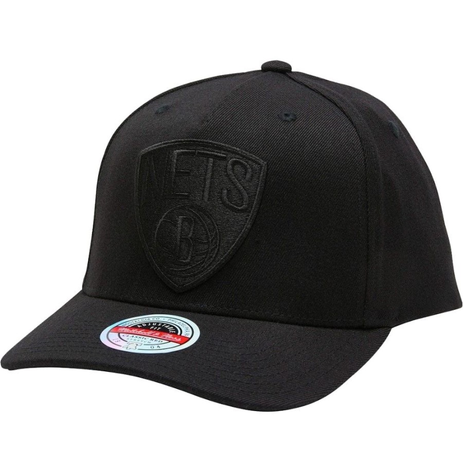 Men Mitchell u0026 Ness Nba Hats | Mitchell & Ness Team Logo Classic Redline Stretch Snapback Brooklyn Nets - Black / Black