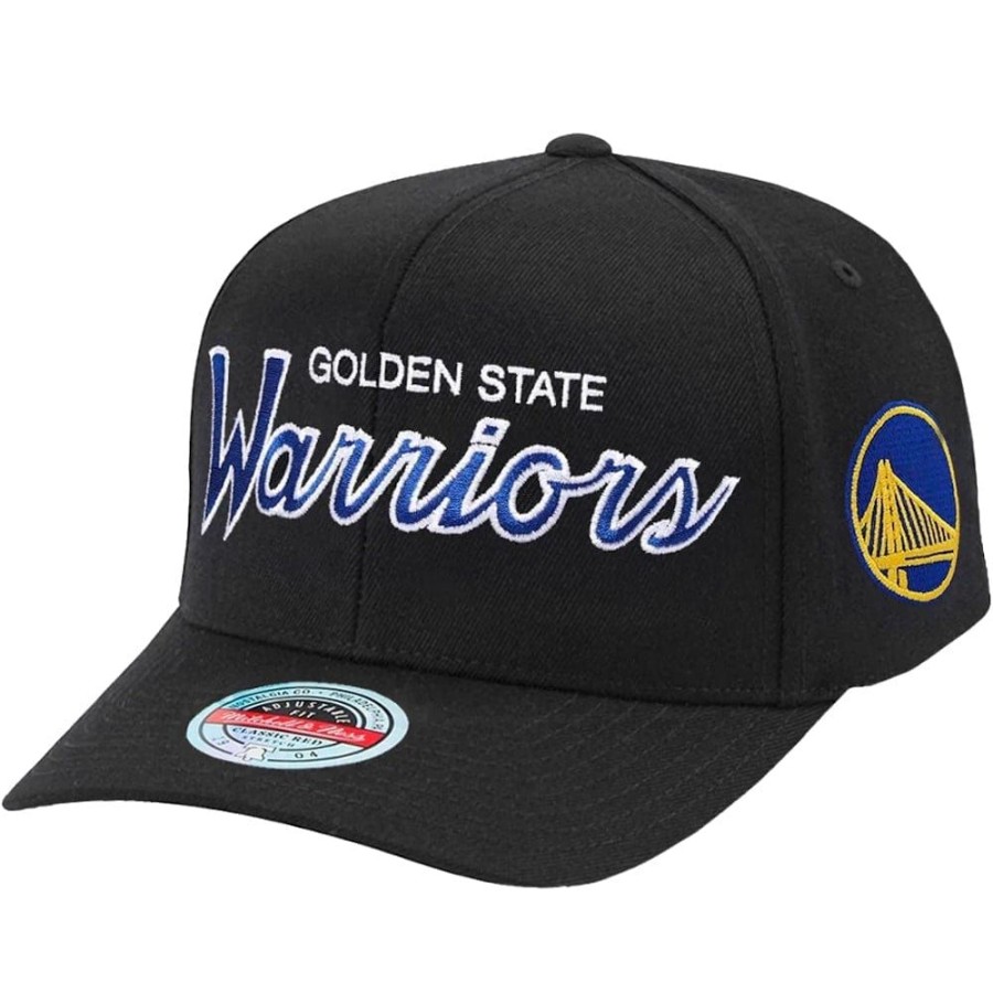 Men Mitchell u0026 Ness Nba Hats | Mitchell & Ness Team Script Classic Red Snapback Golden State Warriors - Black