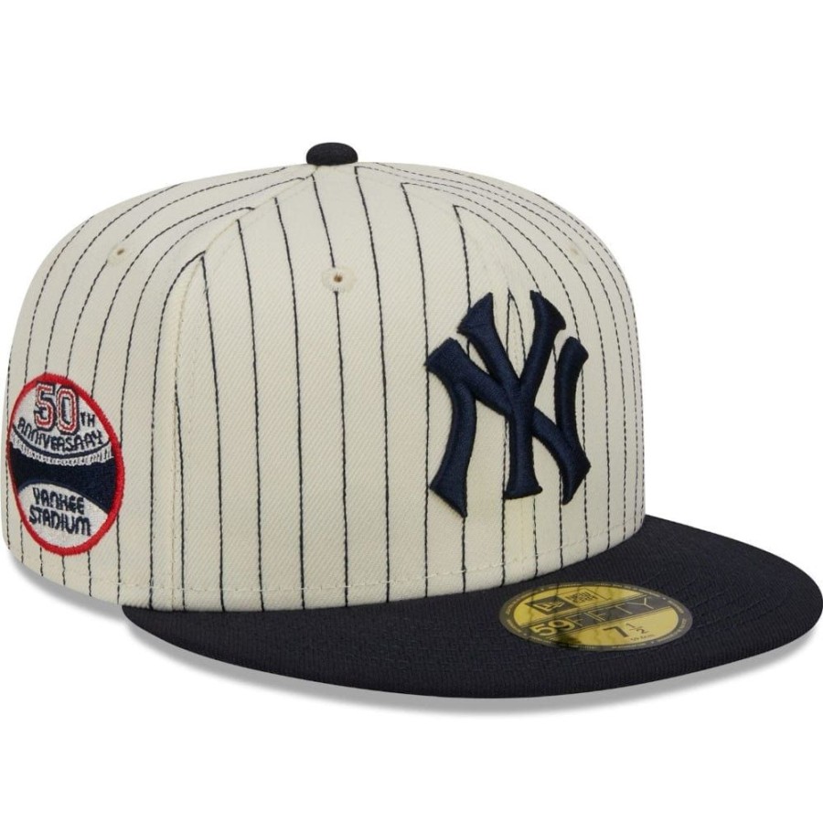 Men New Era Mlb Hats | New Era 59Fifty Retro Script Fitted Cap New York Yankees - White / Navy