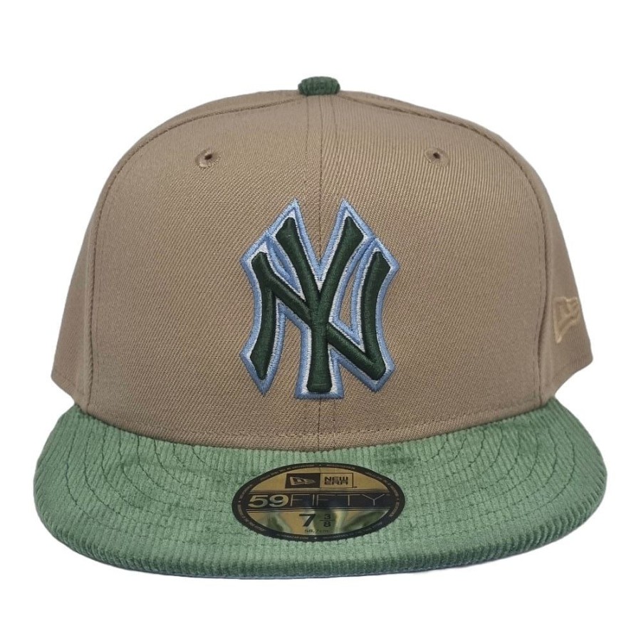 Men New Era Mlb Hats | New Era 59Fifty Oasis Fitted Cap New York Yankees - Camel / Cilantro Green / White