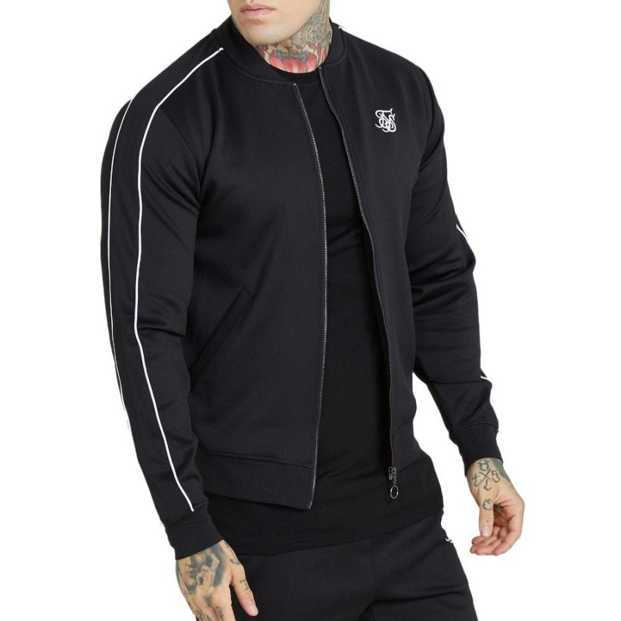 Men SikSilk Jackets | Siksilk Panelled Track Top - Black