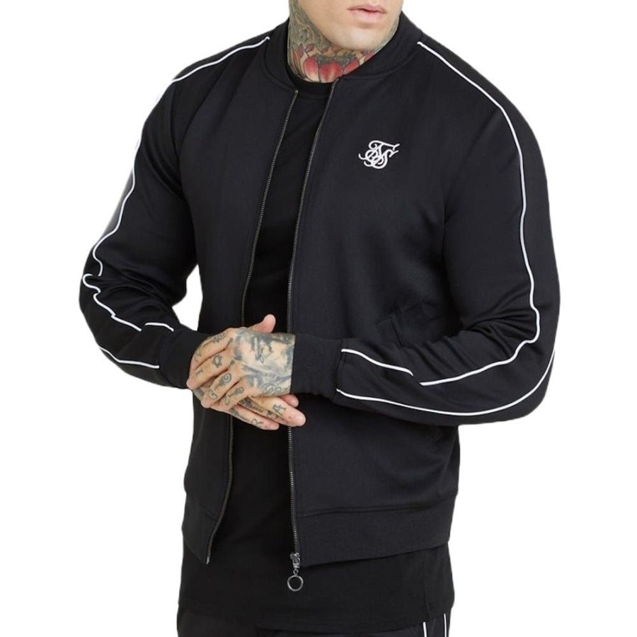 Men SikSilk Jackets | Siksilk Panelled Track Top - Black