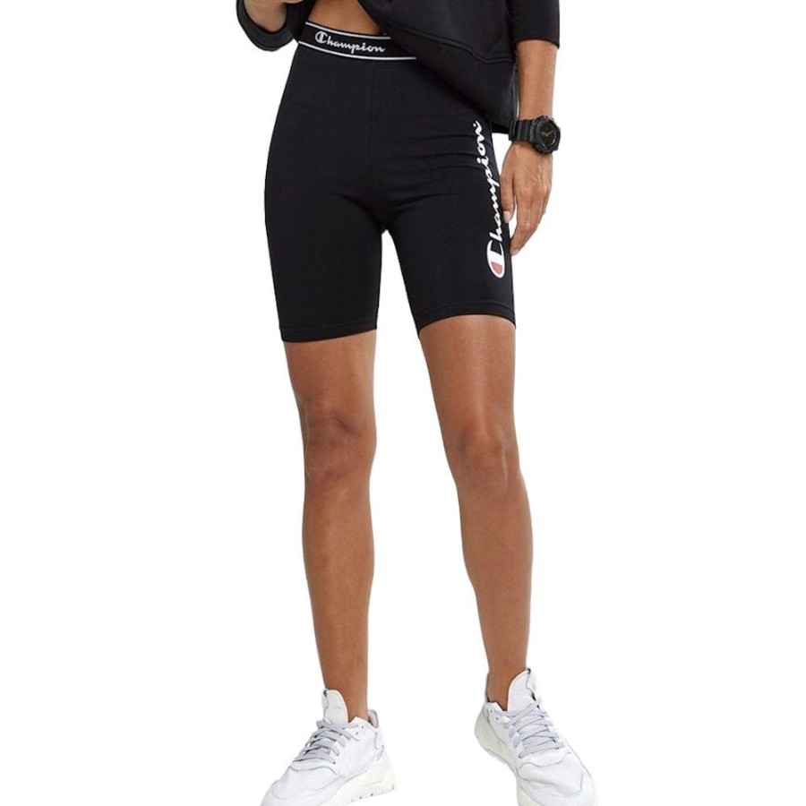 Women Champion Bottoms | Champion Womens Script Bike Short - Black