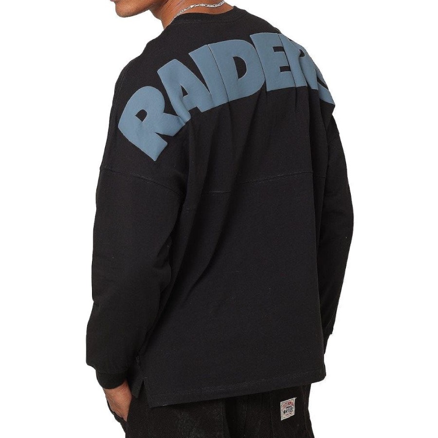 Men Majestic Athletic Nfl Clothing | Majestic Athletic Tonal Stark Oversized Long Sleeve Tee Las Vegas Raiders - Faded Black