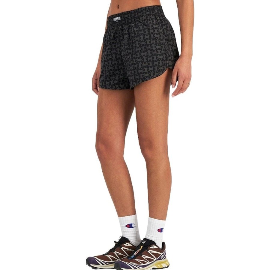 Women Champion Bottoms | Champion Womens Rochester Flex Aop Short - Black