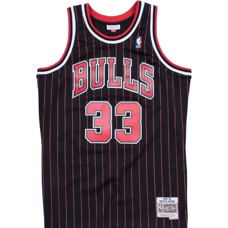 Men Mitchell u0026 Ness Nba Clothing | Mitchell & Ness Swingman Jersey Chicago Bulls Scottie Pippen Alt 95/96 - Black Pinstripe