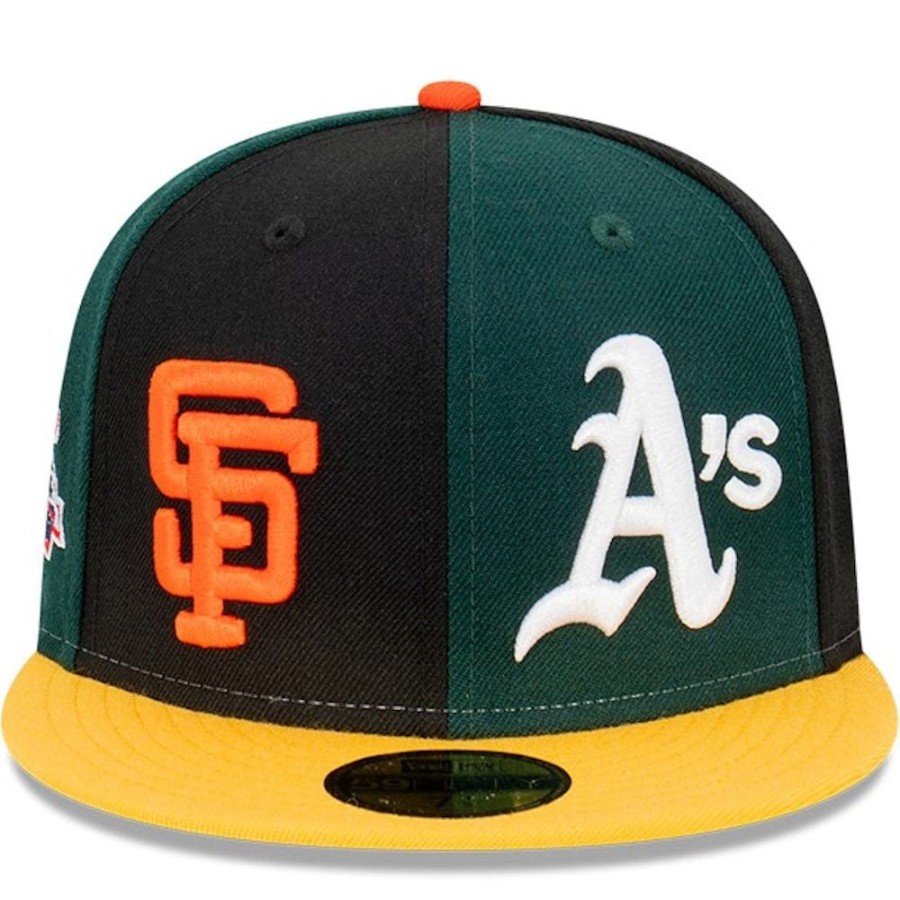 Men New Era Fitted | New Era 59Fifty Local Derby Fitted Cap San Fransisco Giants X Oakland Athletics - Black / Green / Yellow