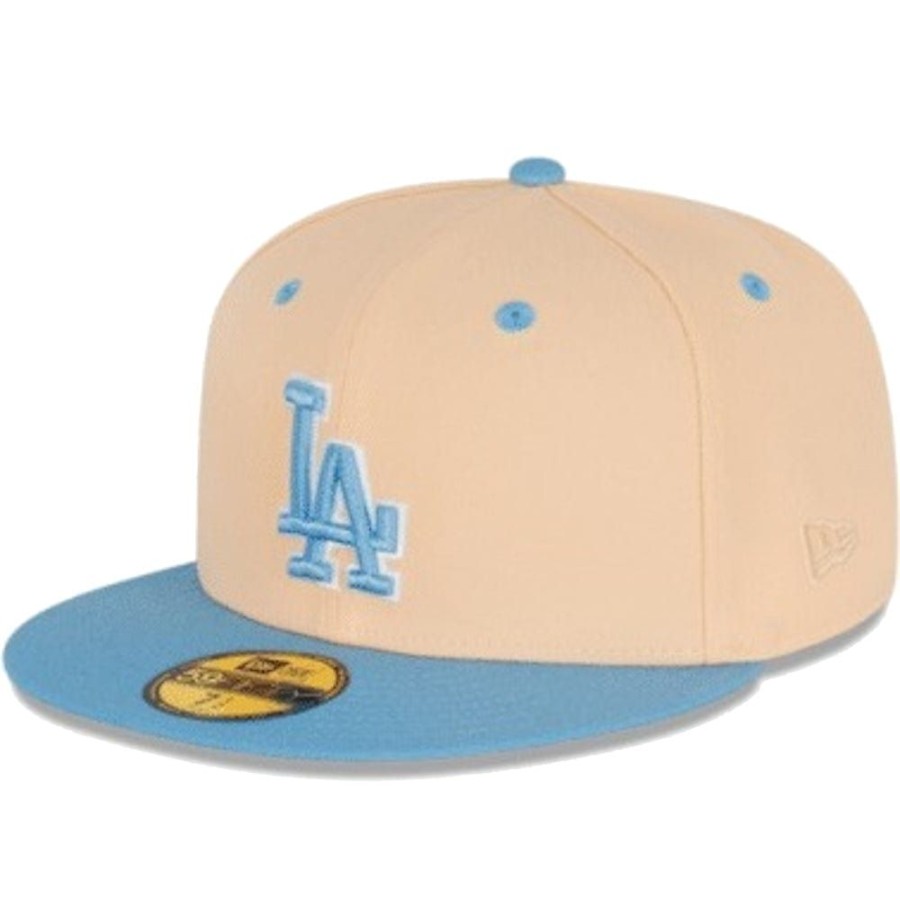 Men New Era Fitted | New Era 59Fifty Ice Latte Fitted Cap Los Angeles Dodgers - Mango Mocha / Sky Blue