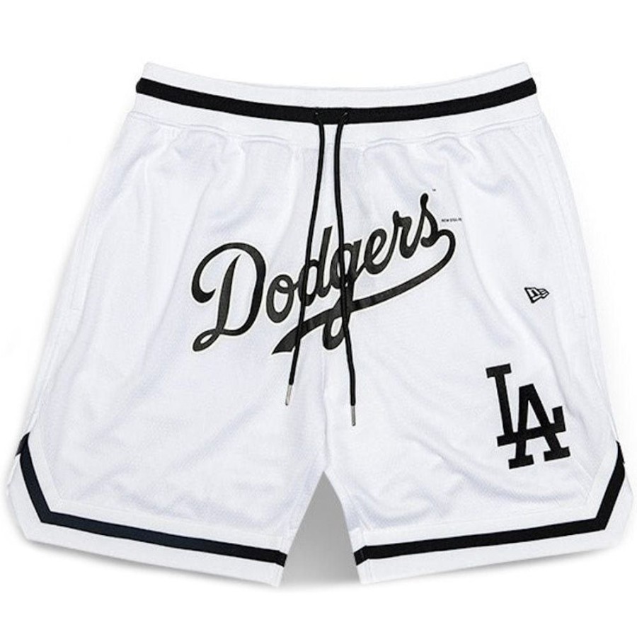 Men New Era Shorts | New Era Monochrome Mesh Short Los Angeles Dodgers - White