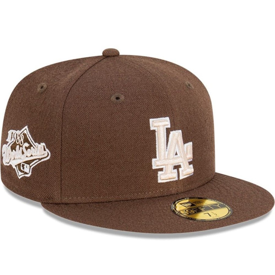 Men New Era Mlb Hats | New Era 59Fifty World Series Fitted Cap Los Angeles Dodgers - Walnut / Stone / White