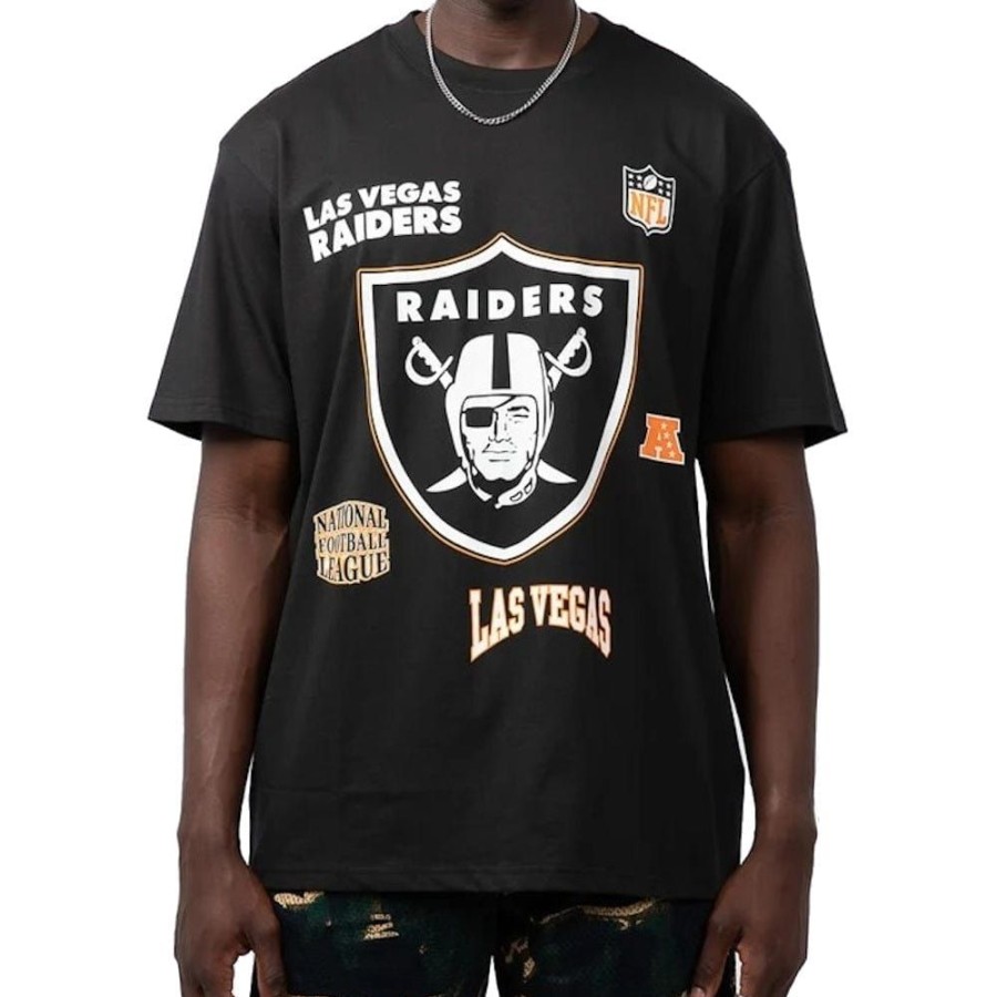 Men Majestic Athletic Tees | Majestic Athletic Logomania Tee Las Vegas Raiders - Faded Black