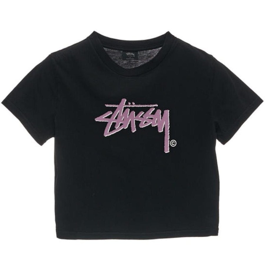 Women Stussy Tops | Stussy Womens Shadow Stock Slim Tee - Pigment Black