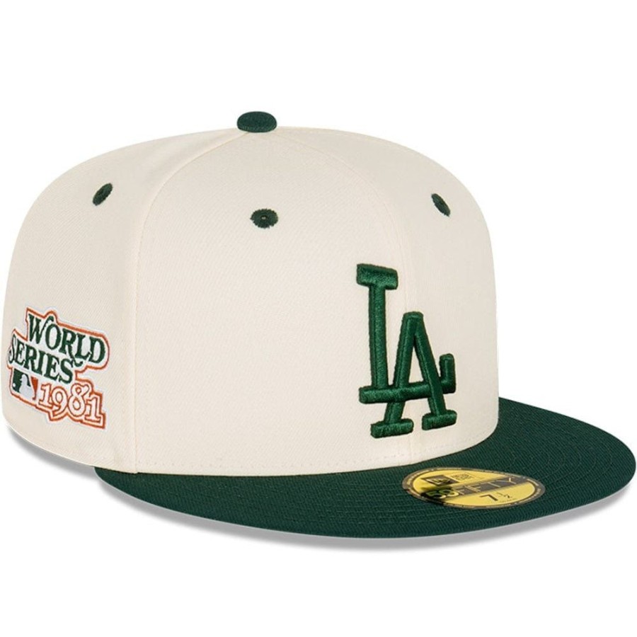 Men New Era Mlb Hats | New Era 59Fifty Fitted Cap Los Angeles Dodgers - Chrome White / Dark Green