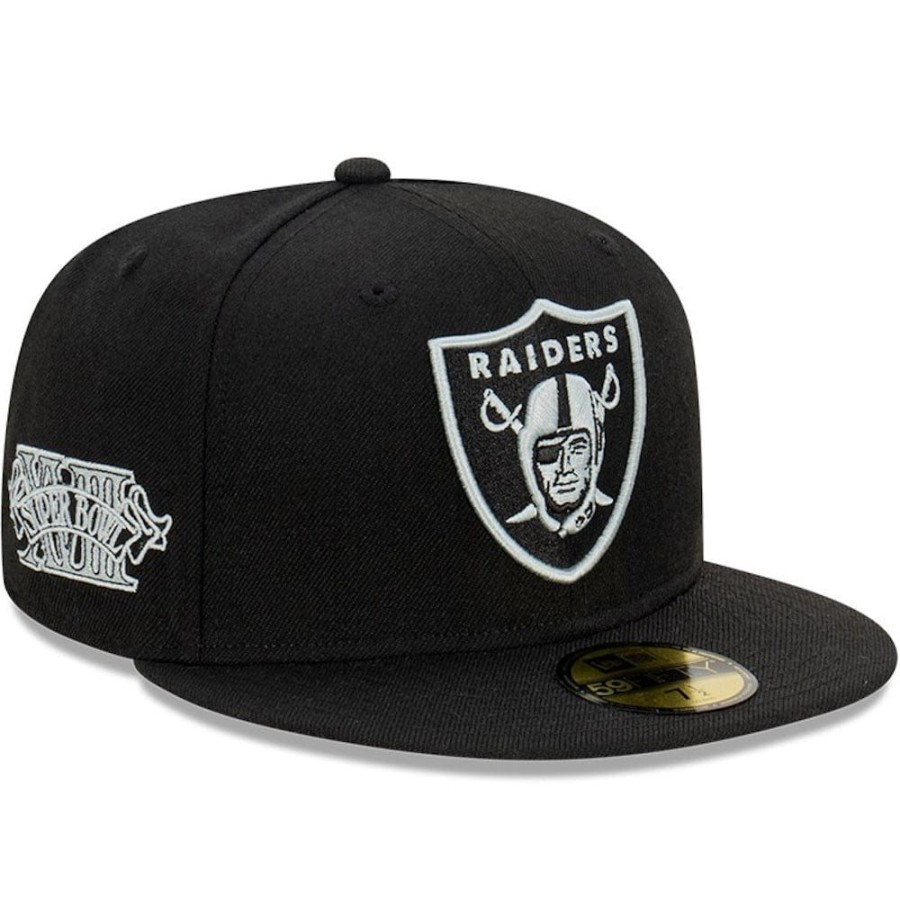 Men New Era Fitted | New Era 59Fifty Chrome Noble Metals Fitted Cap Las Vegas Raiders - Black / Silver Wing