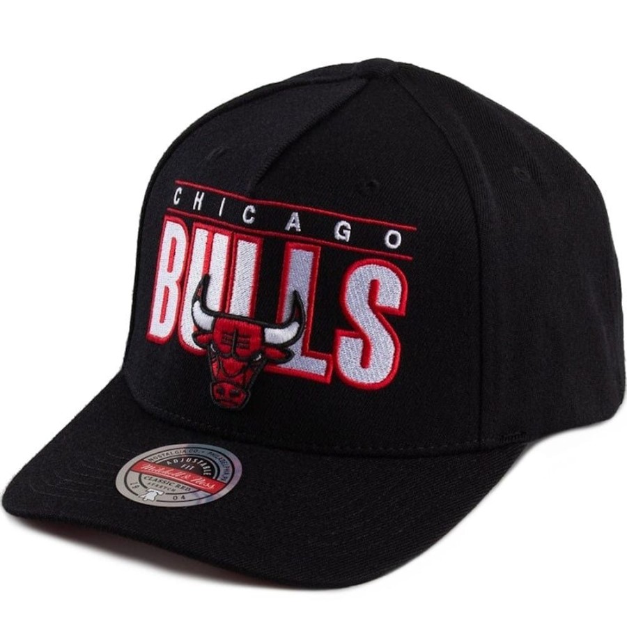 Men Mitchell u0026 Ness Nba Hats | Mitchell & Ness Billboard 2.0 Classic Redline Snapback Chicago Bulls - Black