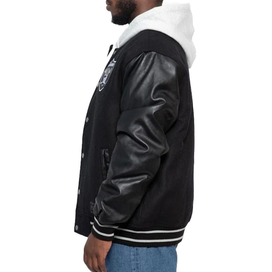 Men Majestic Athletic Nfl Clothing | Majestic Athletic Varsity Letterman Jacket Las Vegas Raiders - Faded Black