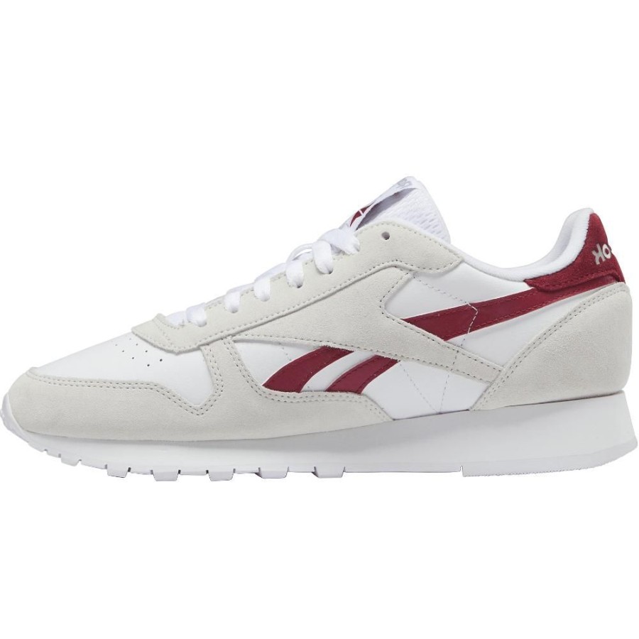 Men Reebok Reebok | Reebok Classic Leather - Grey / Burgundy / White