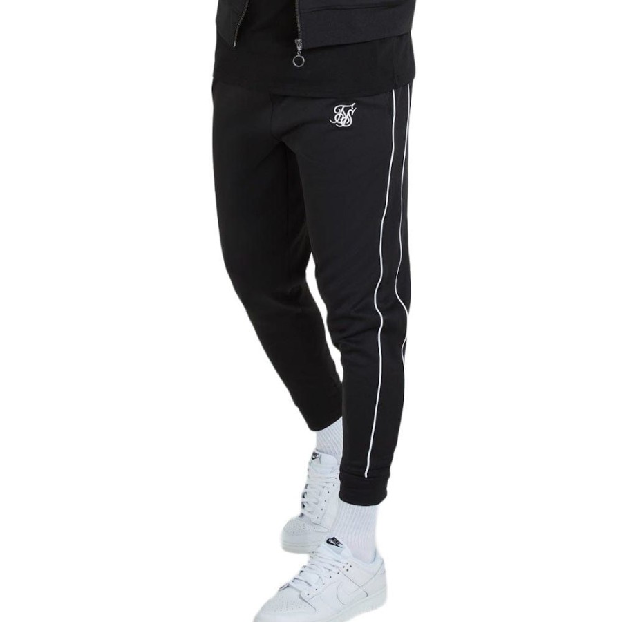 Men SikSilk Pants & Jeans | Siksilk Panelled Track Pant - Black