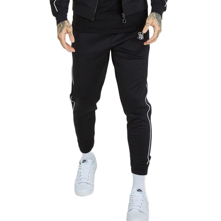 Men SikSilk Pants & Jeans | Siksilk Panelled Track Pant - Black