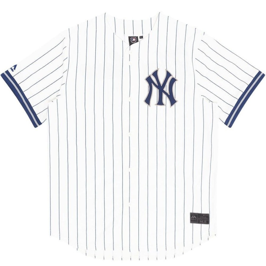 Men Majestic Athletic Jerseys | Majestic Athletic Mlb Pinstripe Replica Jersey New York Yankees - Vintage White