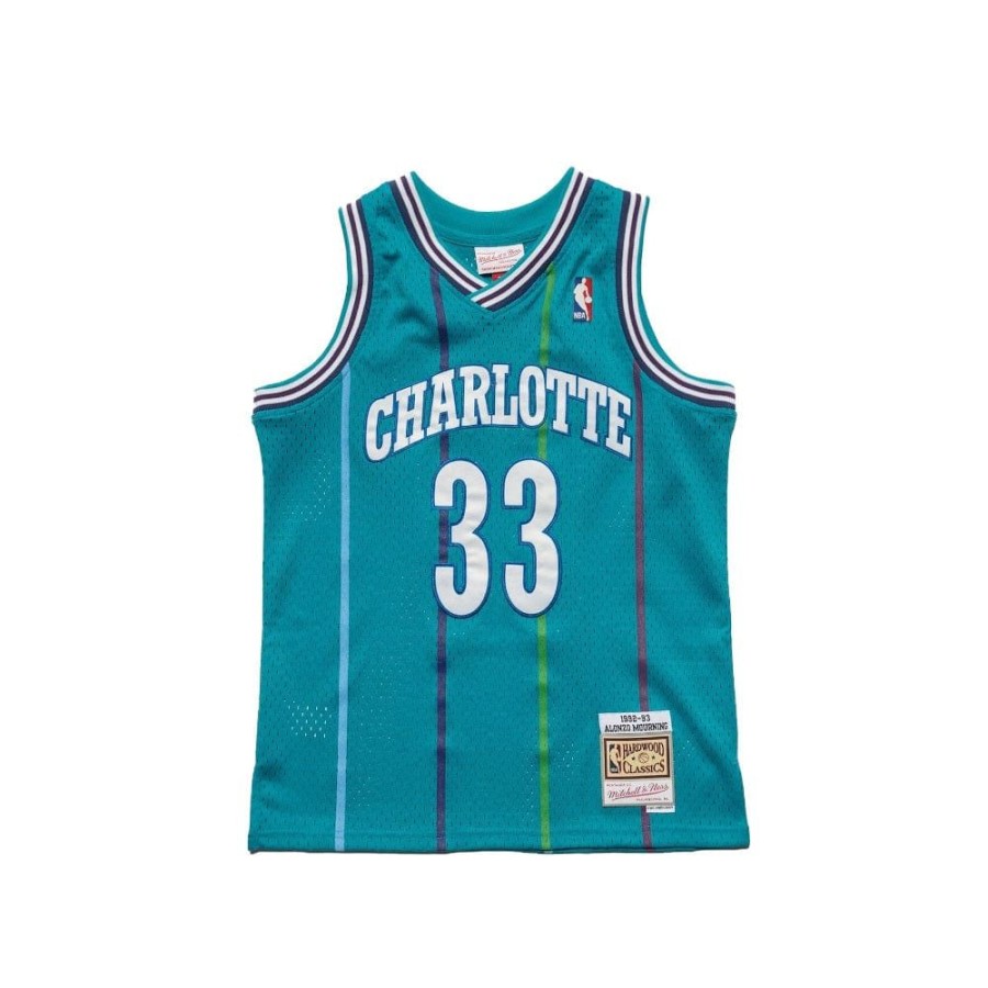 Kids Mitchell u0026 Ness Kids | Mitchell & Ness Youth Swingman Jersey Charlotte Hornets Alonzo Mourning Road 92/93 - Teal