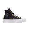 Women Converse Converse | Converse Womens Ct Lift Star Studded Hi - Black / White / Gold