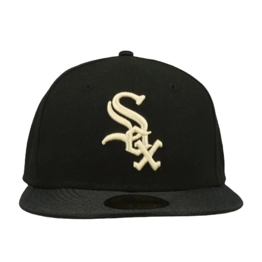 Men New Era Fitted | New Era 59Fifty Team Shimmer Fitted Cap Chicago White Sox - Black