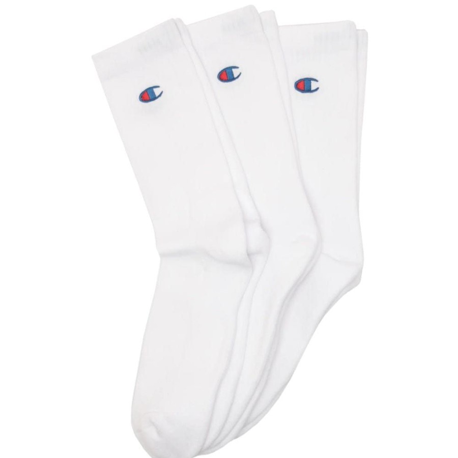 Men Champion Socks | Champion Lifestyle C Logo Crew Socks 3 Pack - White