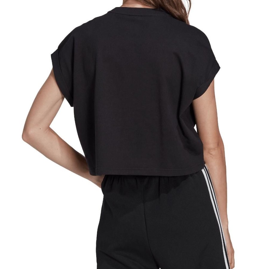 Women Adidas Tops | Adidas Womens Short Trefoil Tee - Black