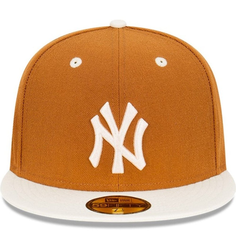 Men New Era Fitted | New Era 59Fifty World Series Fitted Cap New York Yankees - Toasted Peanut / Chrome White