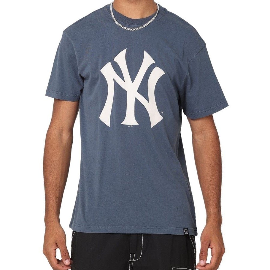 Men Majestic Athletic Mlb Clothing | Majestic Athletic Large Logo Tee New York Yankees - French Navy