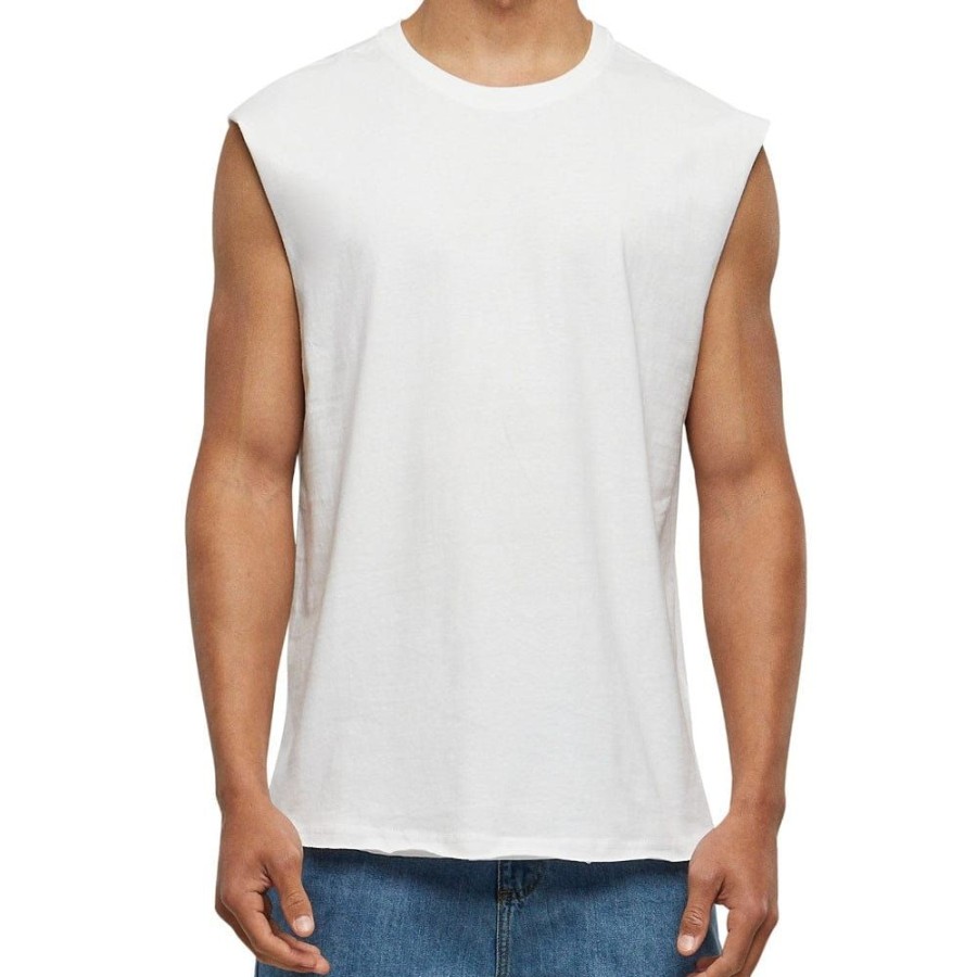 Men Urban Classics Tees | Urban Classics Open Edge Sleeveless Tee - White