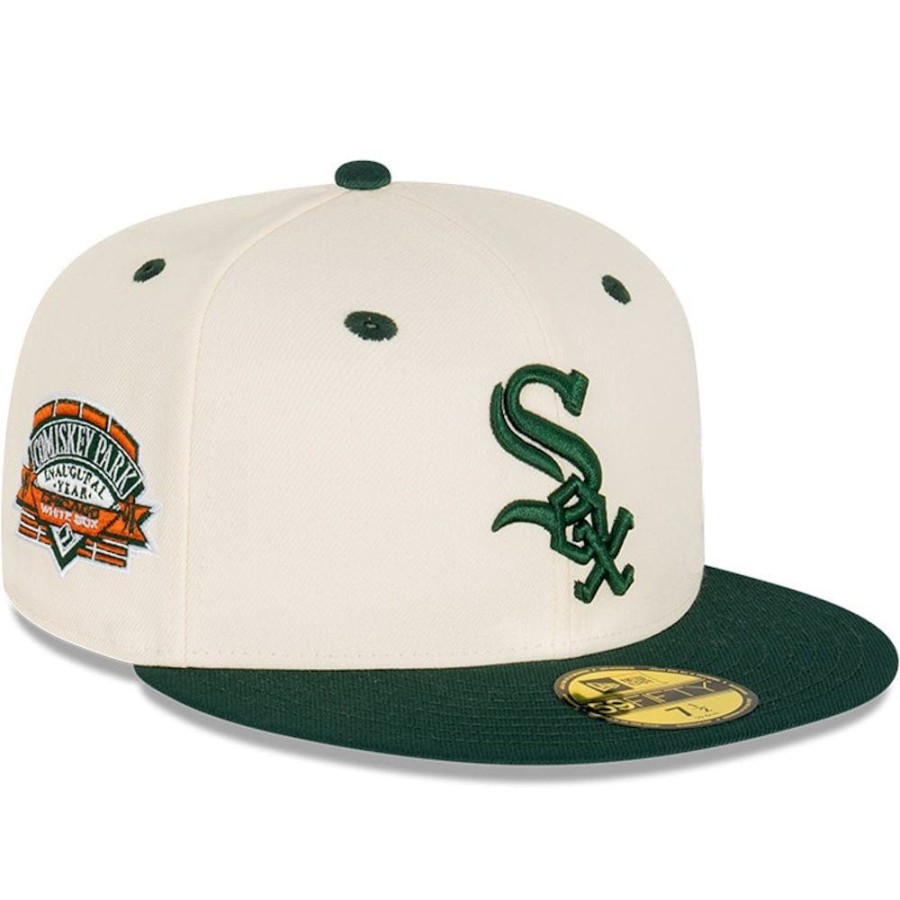 Men New Era Mlb Hats | New Era 59Fifty Fitted Cap Chicago White Sox - Chrome White / Dark Green