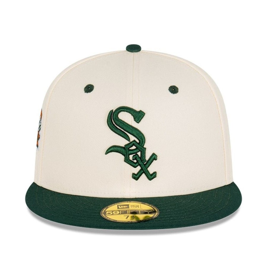 Men New Era Mlb Hats | New Era 59Fifty Fitted Cap Chicago White Sox - Chrome White / Dark Green