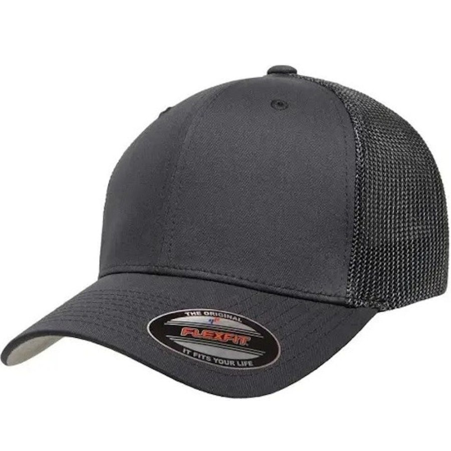 Men Flexfit Fitted | Flexfit Mesh Trucker Fitted Cap - Black