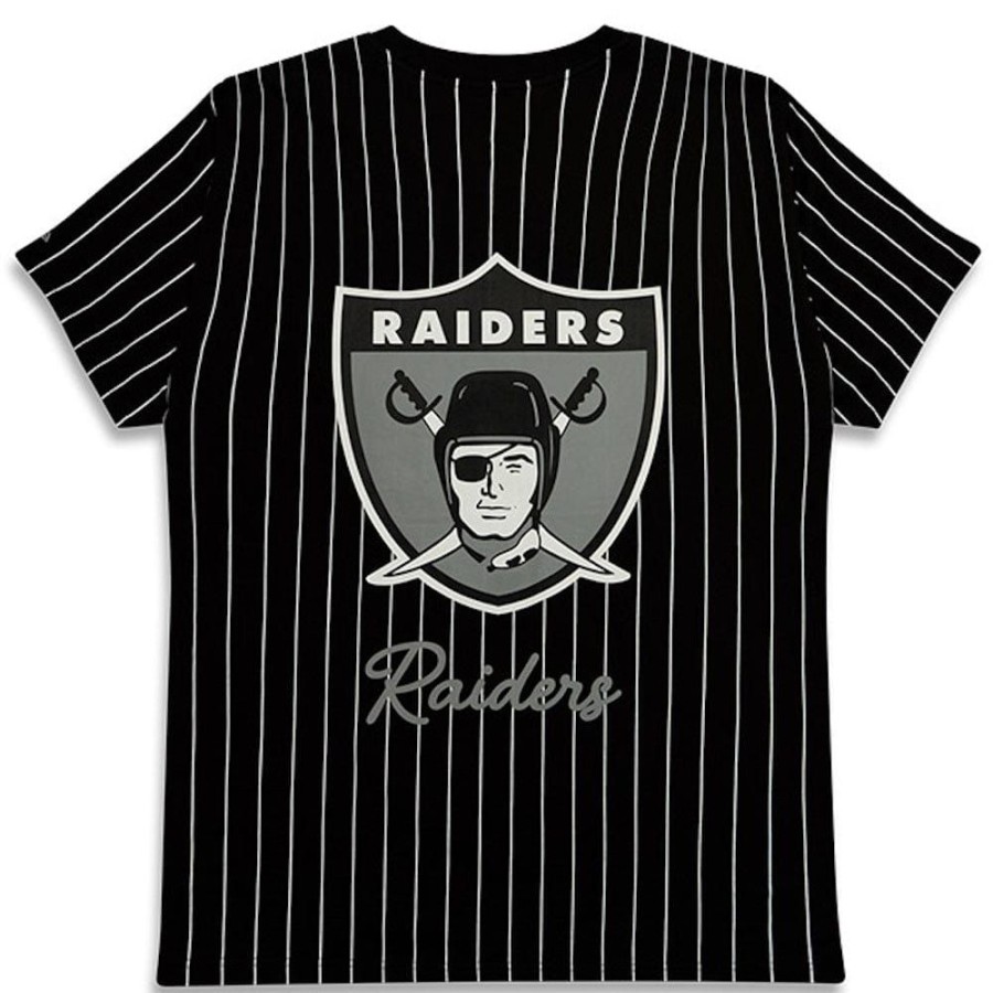 Men New Era Nfl Clothing | New Era Pinstripe Champions Oversize Tee Las Vegas Raiders - Black / White