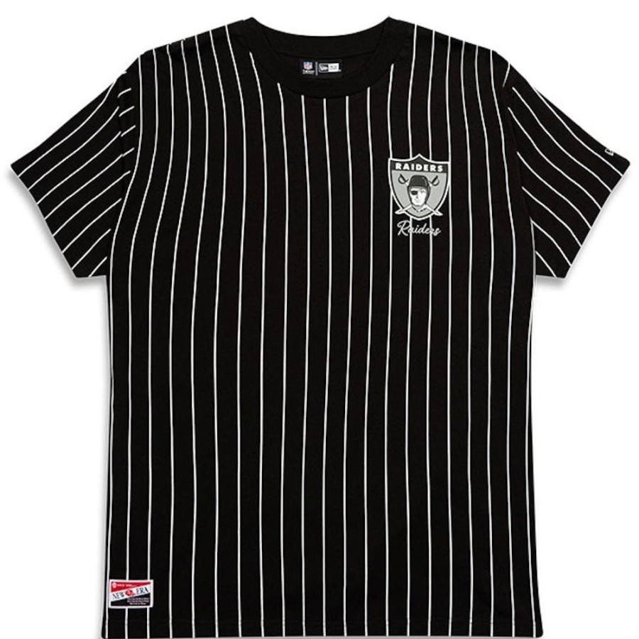 Men New Era Nfl Clothing | New Era Pinstripe Champions Oversize Tee Las Vegas Raiders - Black / White