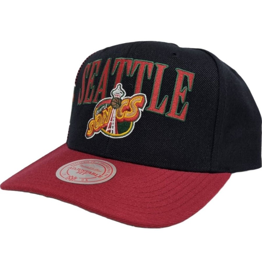 Men Mitchell u0026 Ness Nba Hats | Mitchell & Ness Side Swipe Snapback Seattle Supersonics - Black