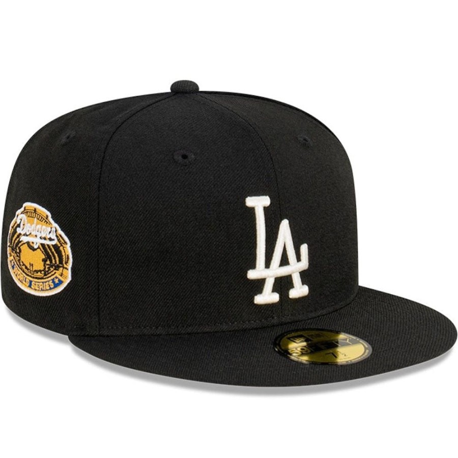 Men New Era Fitted | New Era 59Fifty Archive Patch Fitted Cap Los Angeles Dodgers - Black / White