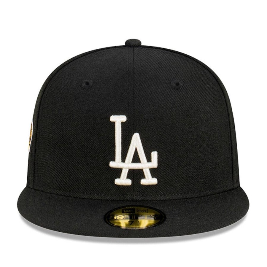 Men New Era Fitted | New Era 59Fifty Archive Patch Fitted Cap Los Angeles Dodgers - Black / White